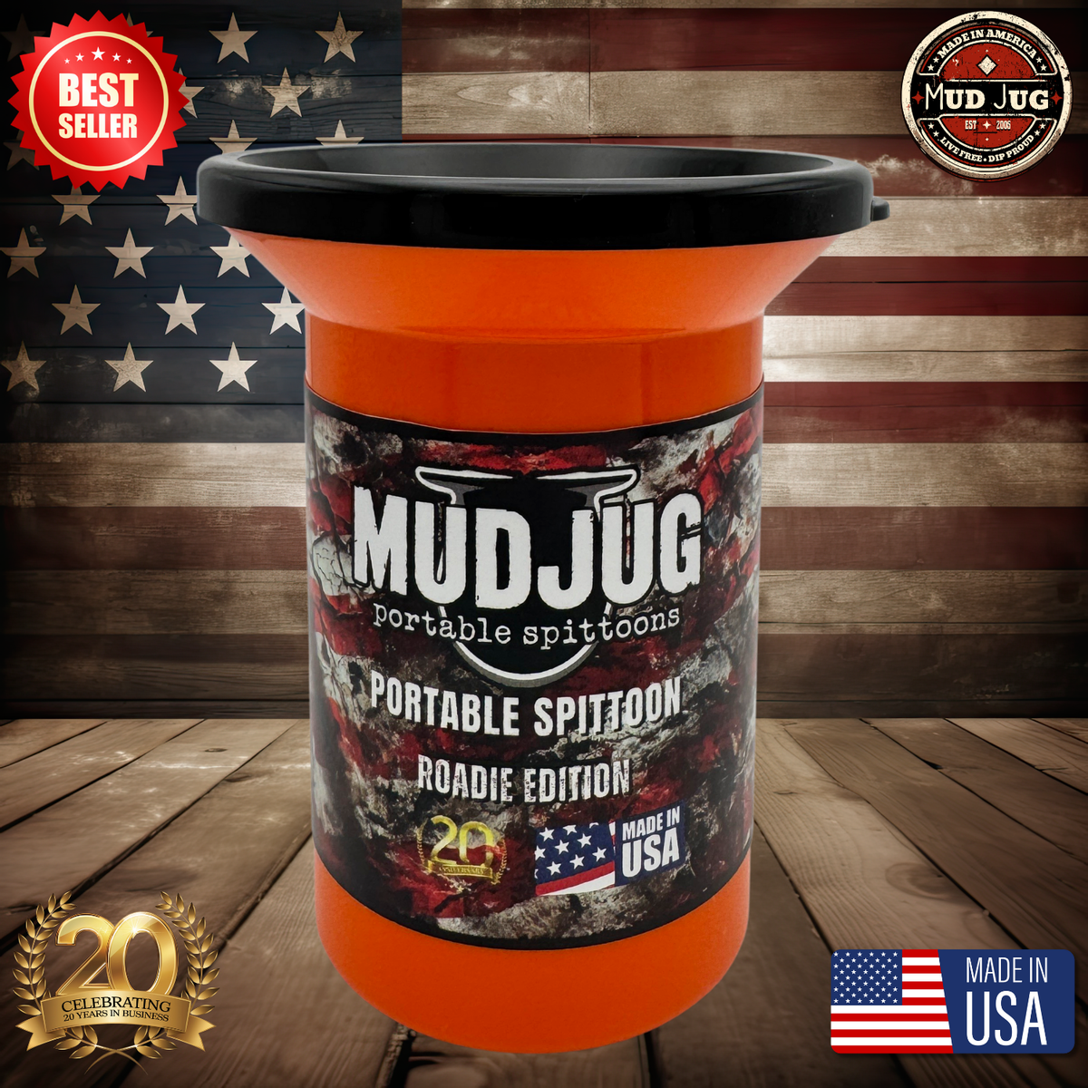 Mud Jug Roadie Edition Spittoon - Orange Portable Spit Cup For Tobacco - View #13