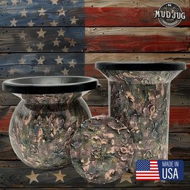 Rustic burlap blend camo Mud Jug© Classic, Roadie and Can Lid Value Pack Mud Jug