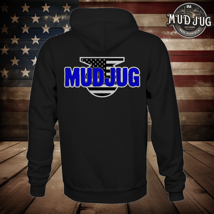 Mud Jug© Blue Logo Hoodie Mud Jug