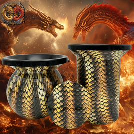 Gold Dueling Dragons "Limited" Mud Jug© Classic, Roadie and Can Lid Value Pack Mud Jug
