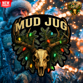 Mud Jug© Holiday Hunt Camo Buck Sticker Mud Jug