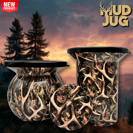 Rack and Timber Camo Mud Jug© Classic, Roadie and Can Lid Value Pack Mud Jug