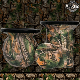 The Woodland Whisper Camo Mud Jug© Classic, Roadie and Can Lid Value Pack Mud Jug