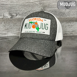Mud Jug© Florida Plate Charcoal/White Embroidered Hat Mud Jug